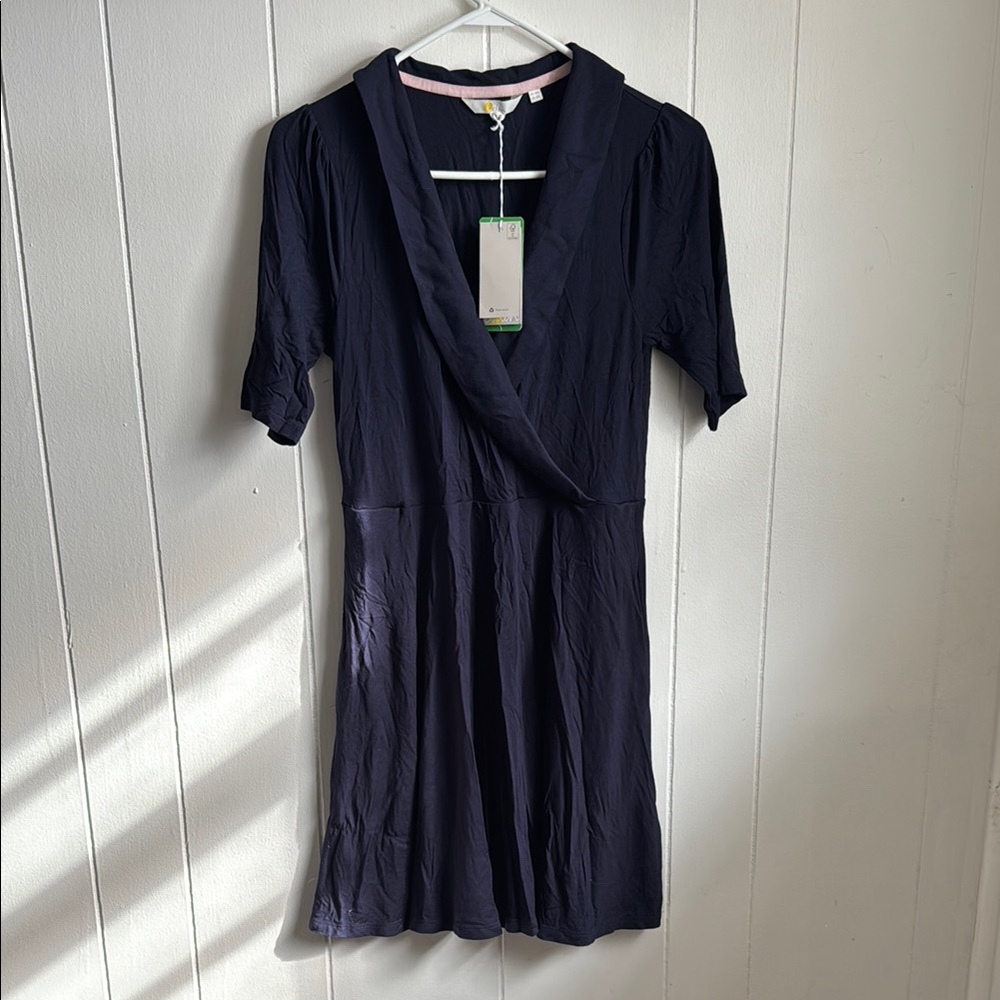 Boden Wrap Navy V-Neck Dress NWT